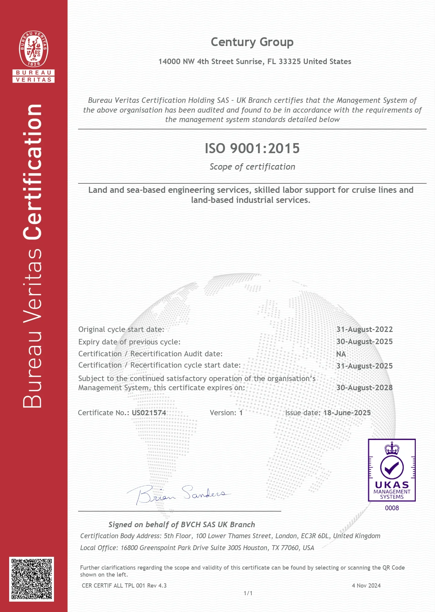 Bureau Veritas certification